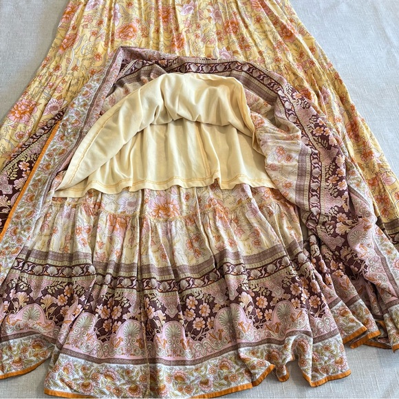 A Beautiful Soul Floral Tie Ribbon Tiered Ruffled Hem Flowy Maxi Dress XL - Picture 8 of 14